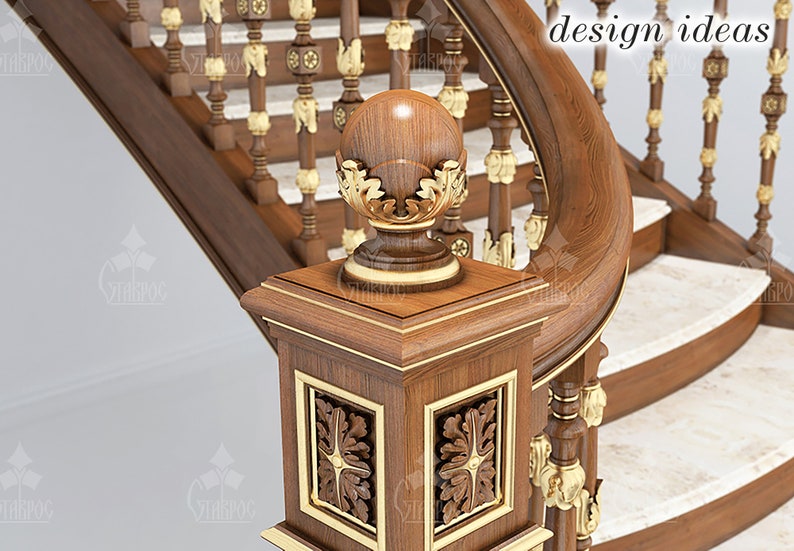 Decorative globe carved newel post cap Etsy