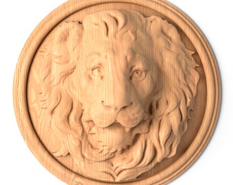 Perfect Wood Carved Lion Face Rosette Beech Oak Wall Art Decor