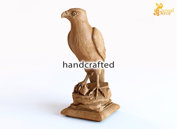 Wooden Decorative Newel Post Cap Hawk Wood Carving Statue Etsy