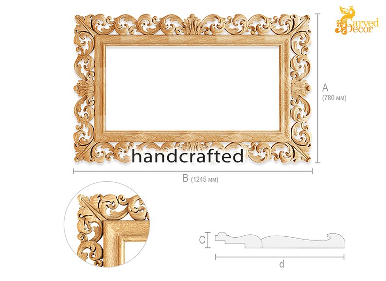 Large Classic Oak Mirror Frame Wooden Mirror Trim Etsy