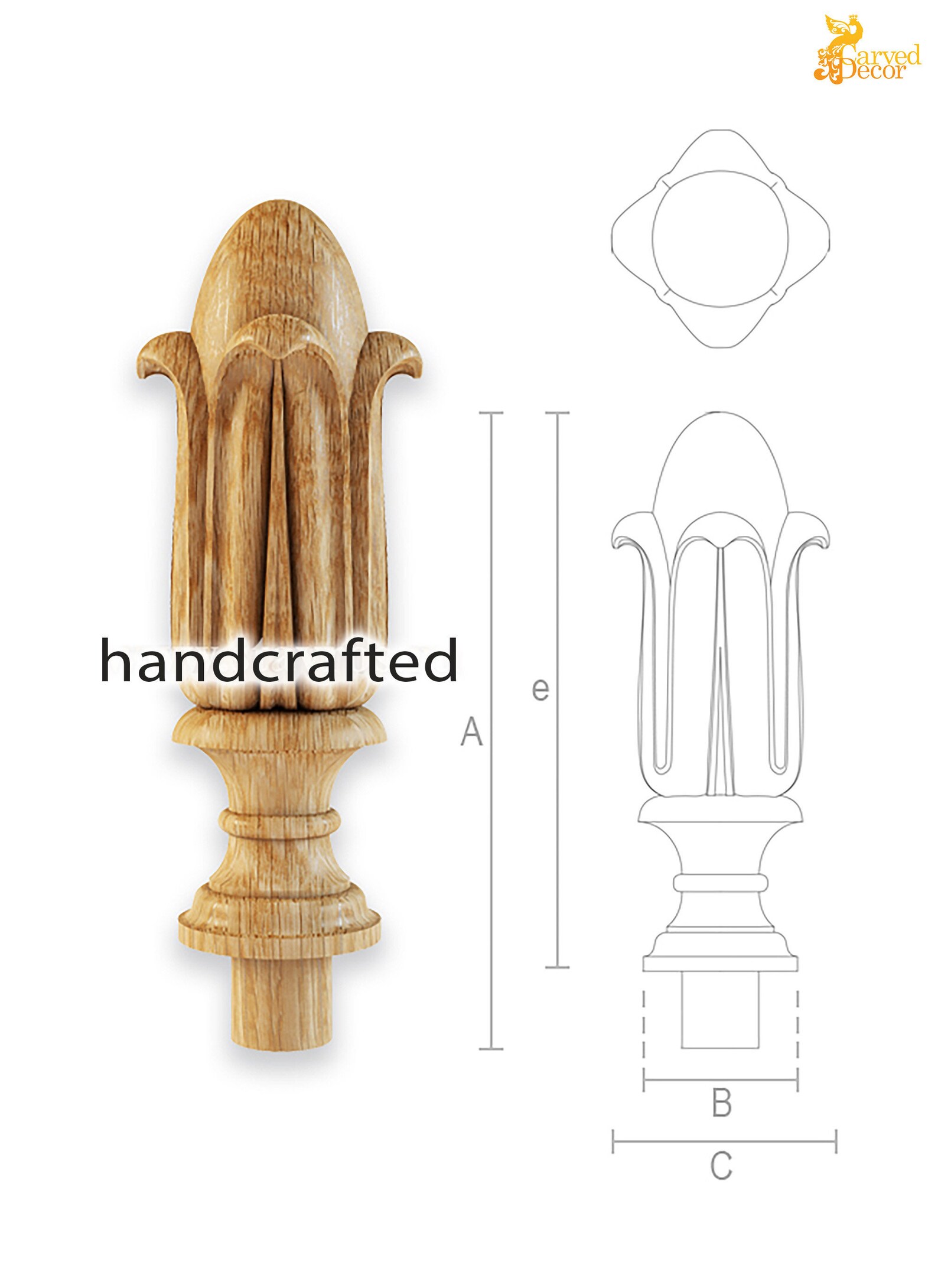 Unfinished Decorative Carved Newel Post Cap Etsy