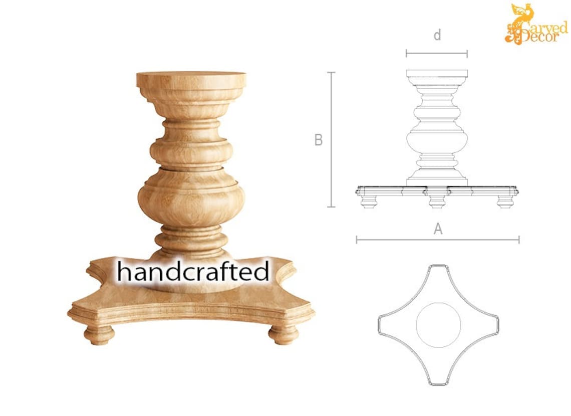 Unique Wood Pedestal Table Base Unfinished Central Table Leg Etsy UK