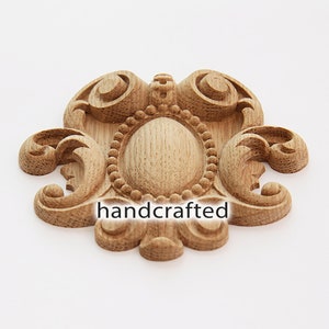 Handgeschnitzte große Holzmöbel Onlay Kartusche | Etsy