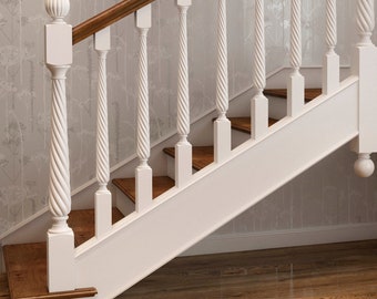 Spiral Round Newel Post, Oak Balustrade