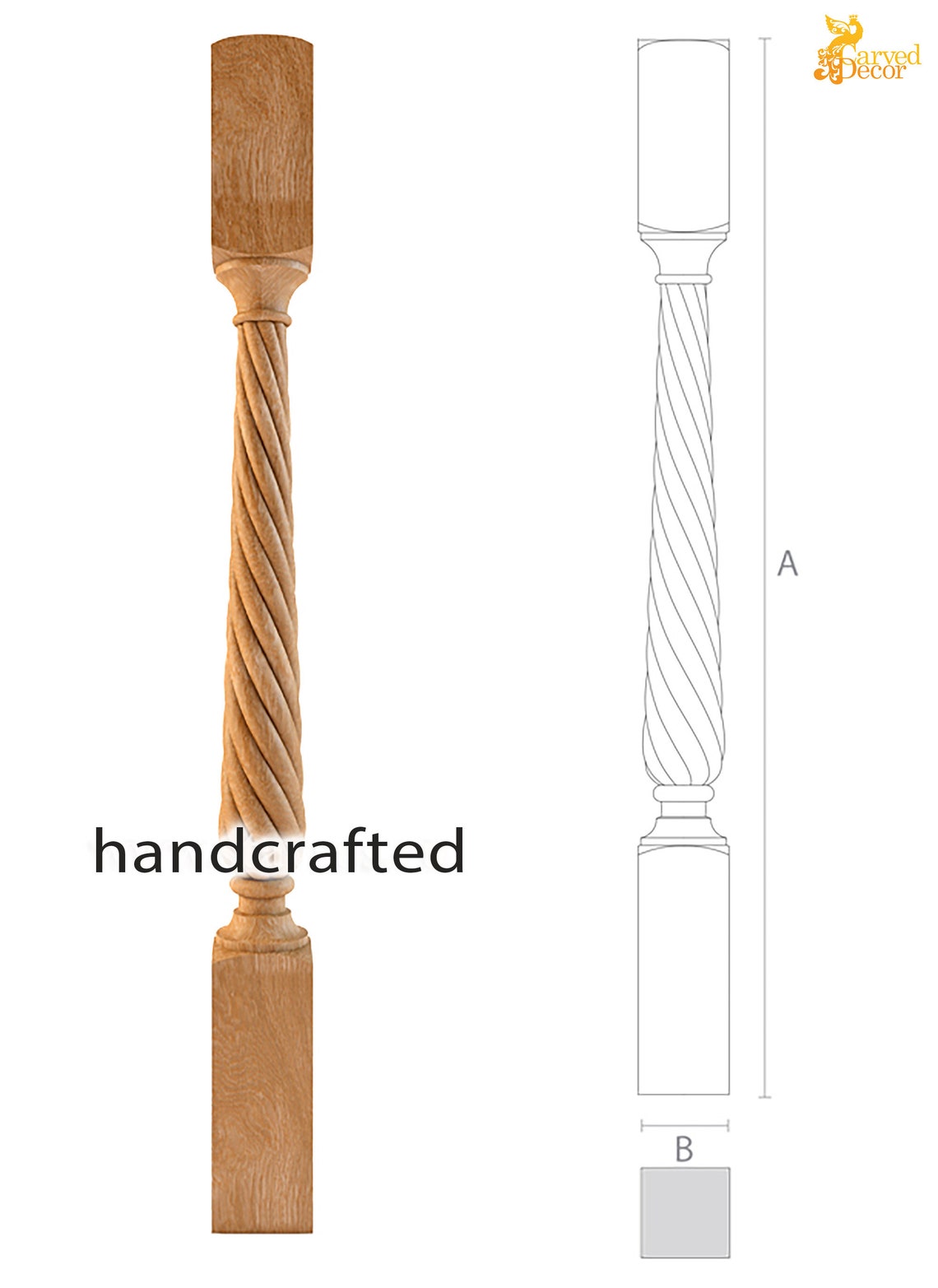 Spiral Round Newel Post Oak Balustrade Etsy