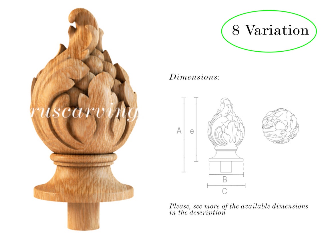 Wood Newel Post Caps Ornate Decorative Newel Post Wooden Etsy