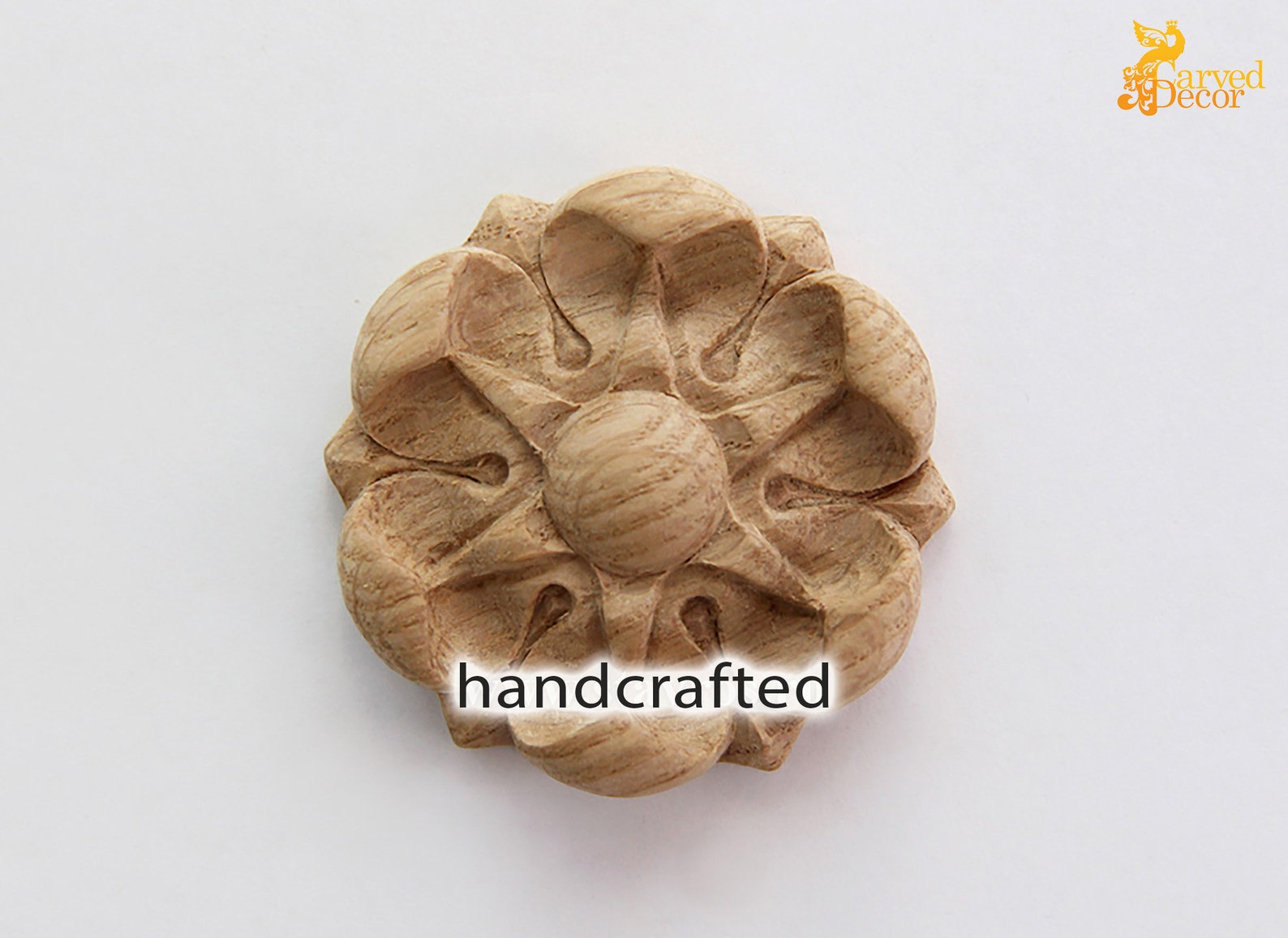 Small flower rosette Wooden round rosette trim Etsy