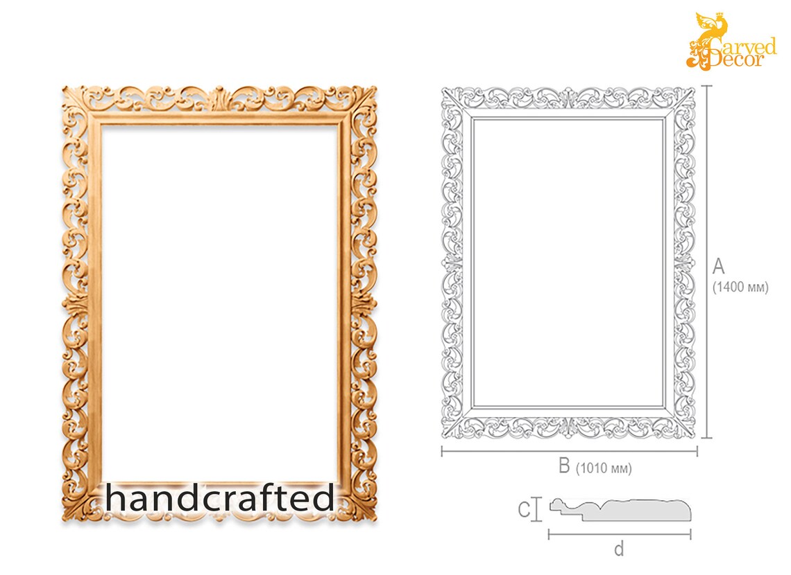 Large Classic Oak Mirror Frame Wooden Mirror Trim Etsy