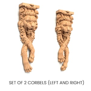 pair lion corbels