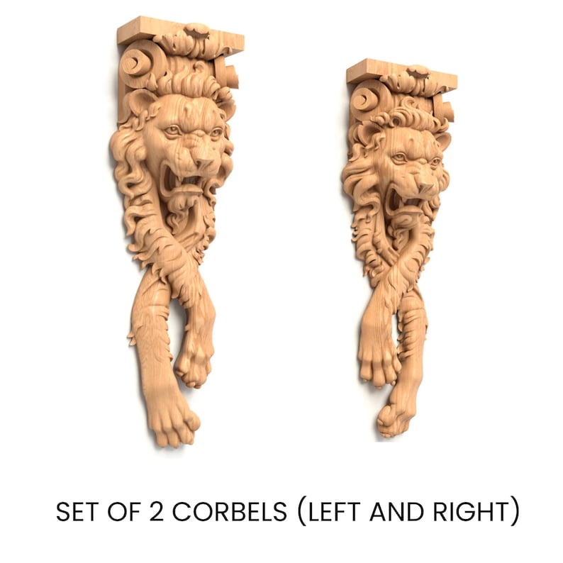 pair lion corbels