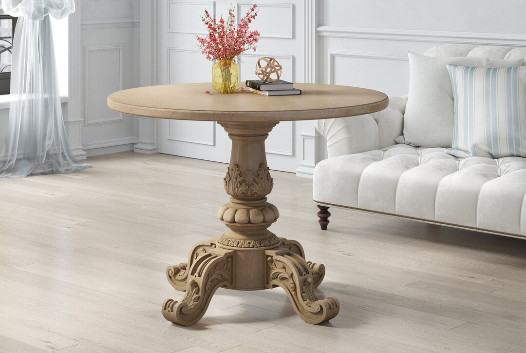 Unique Wood Pedestal Table Base, Unfinished Central Table Leg Etsy