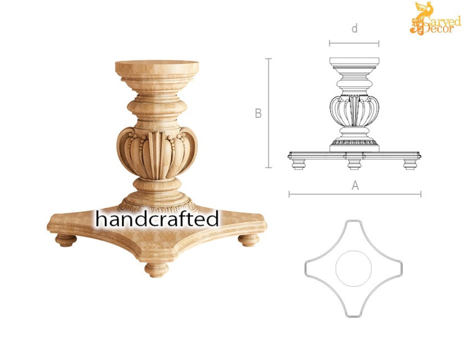 Unique Wood Pedestal Table Base Unfinished Central Table Leg Etsy UK