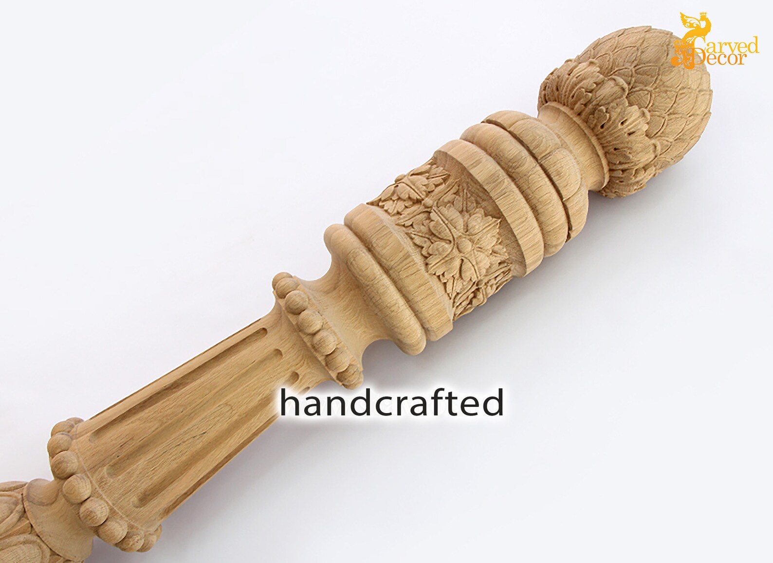 Ornate Round Newel Post Wooden Staircase Decorative Post Etsy