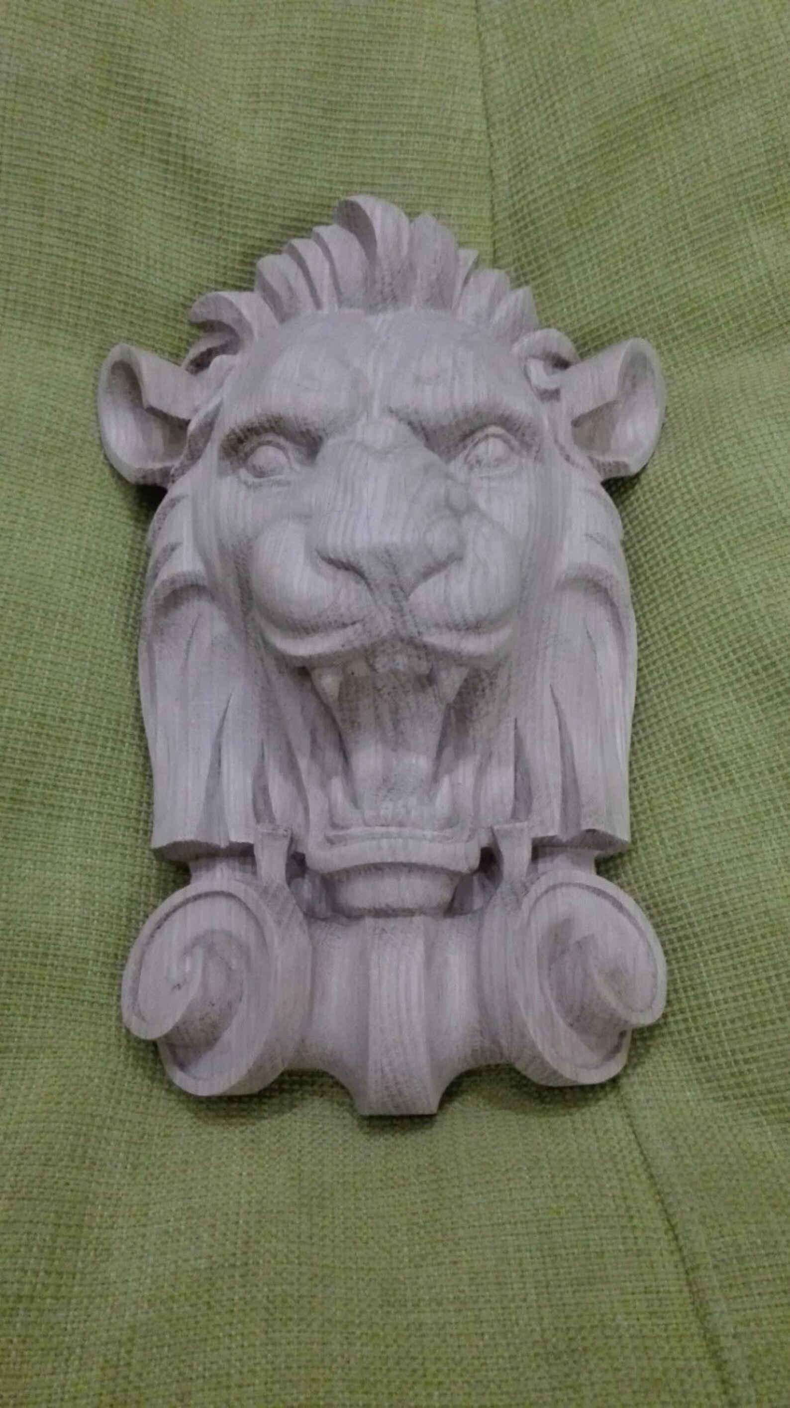 Lion head wood carving Solid wood carved rosette | Etsy
