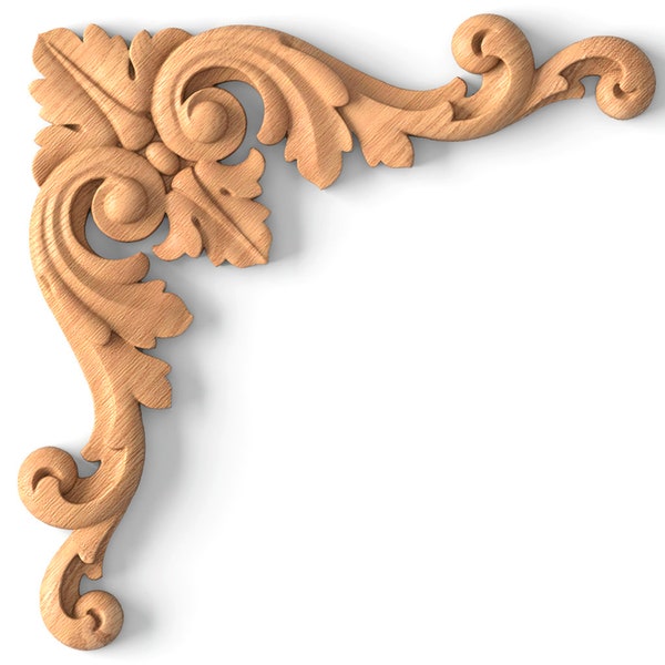 Elegant corner onlay, Unfinished wooden applique