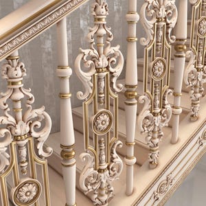 Luxury Baroque Staircases Spindles, 40" Ornate Wood Stair Spindles for ...