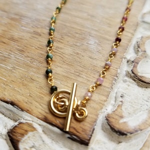 Tourmaline Bracelet, Dainty Gemstone Bracelet, Tourmaline Jewelry, Lightweight Gold Bracelet, Toggle Clasp Bracelet, Summer Bracelet