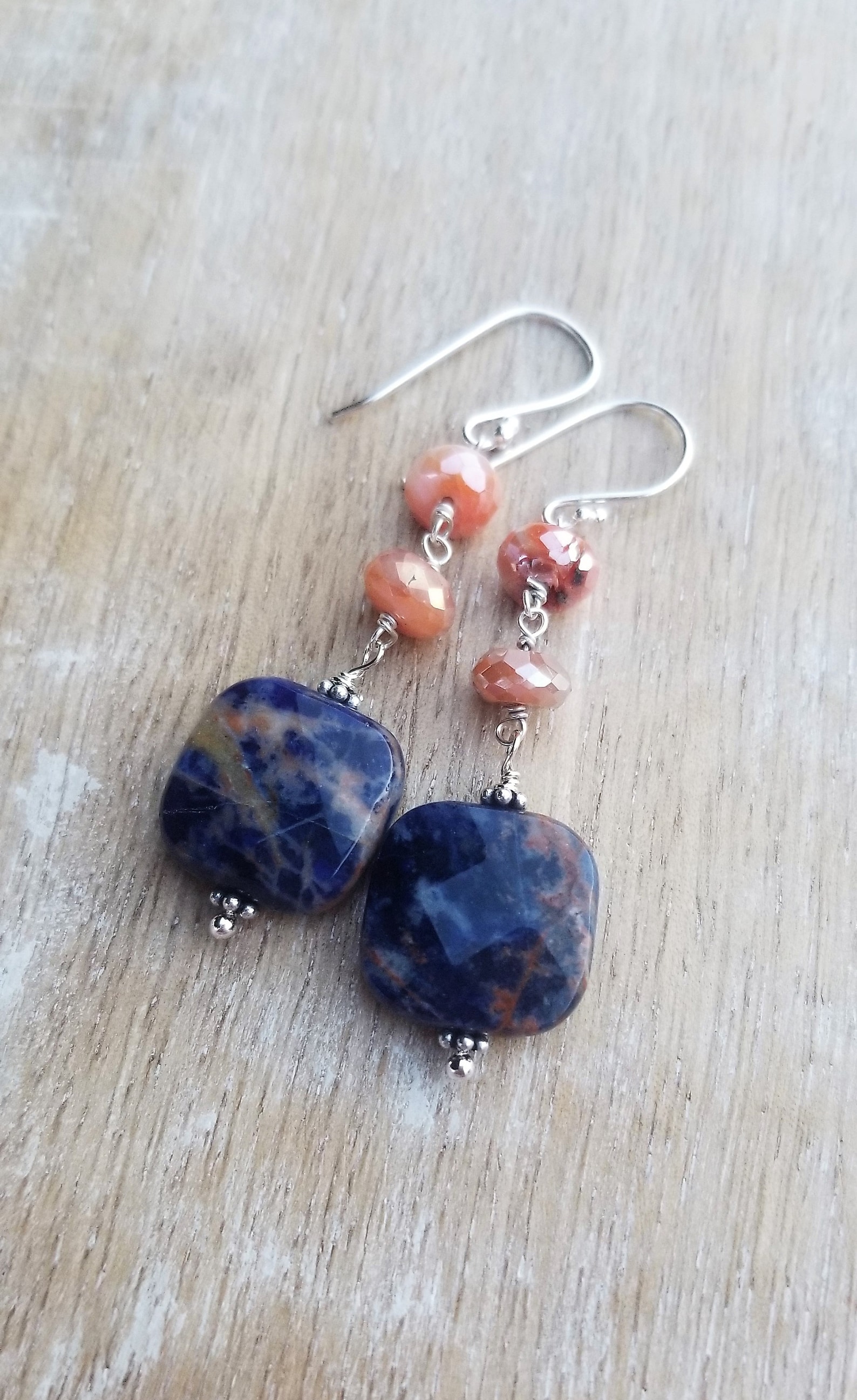 •LUNA• sodalite + silver hoop earrings