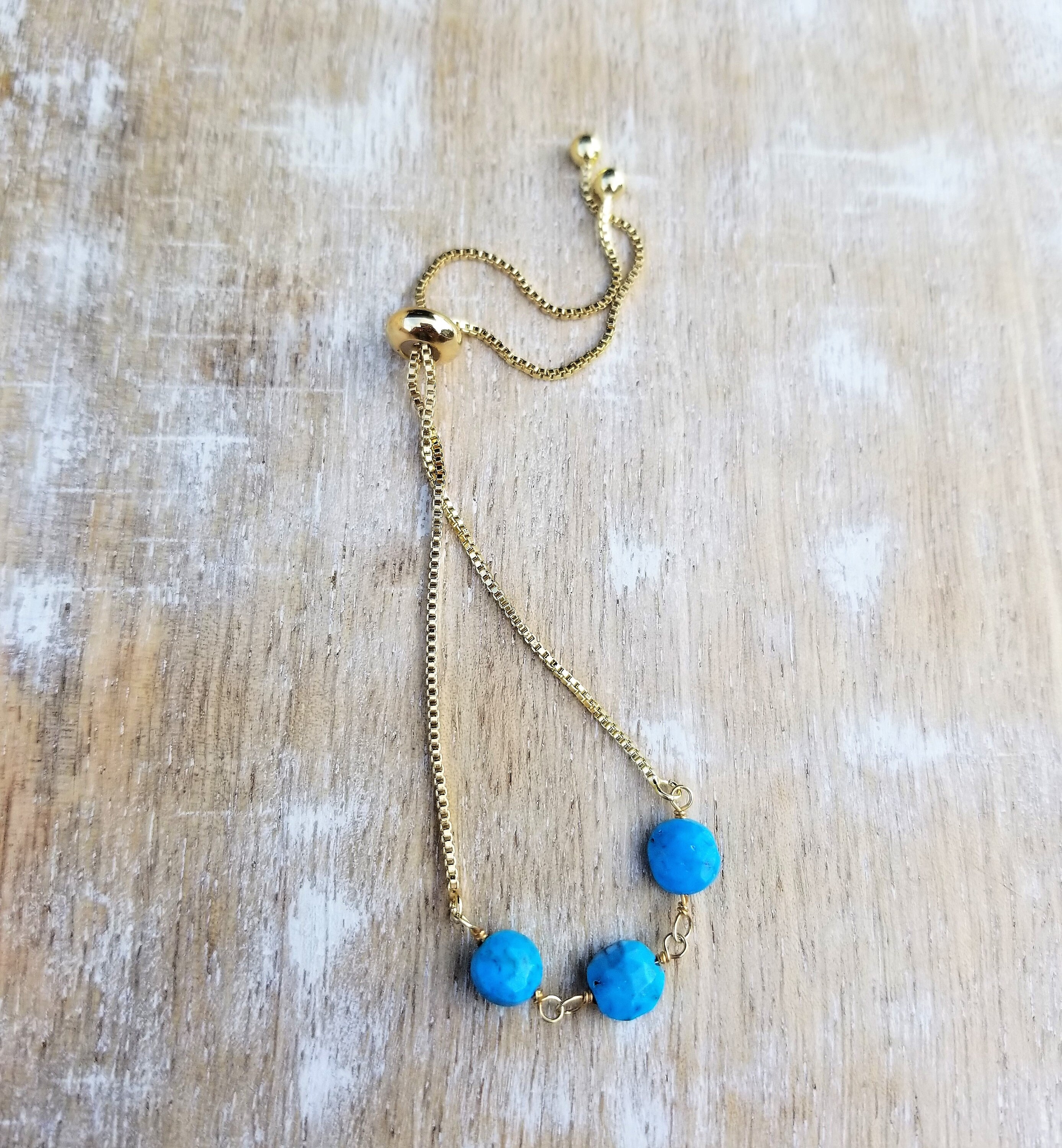 Turquoise Bracelet w/ Stone Slab & Adjustable Ties 010i