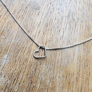 Floating Heart Pendant Necklace Sterling Silver, Open Heart Pendant Sterling, Valentines Necklace, Valentines Love Charm, Silver Heart