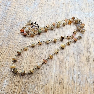 Opal Gemstone Choker Necklace Gold, October Birthstone Necklace, 16 Inch Necklace, Minimalist Necklace, Dainty Necklace, Opal Jewelry Gold