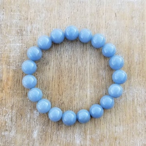 Angelite Gemstone Bracelet, Blue Beaded Bracelet, Stacking Bracelet, Chunky Bracelet, 10mm Gemstone Bracelet, Pretty Blue Bracelet