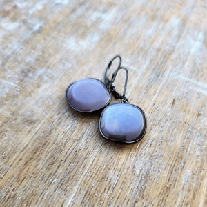 Chocolate Moonstone Earrings, Square Gemstone Earrings, Oxidized Sterling Silver Moonstone Lever Back Earrings, Pretty Moonstone Earrings