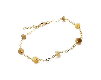 Genuine Opal Gemstone Beaded Bracelet Gold, 14k Gold Filled Bracelet, Wire Wrapped Opal Bracelet, Natural Opal Earthy Colors Bracelet