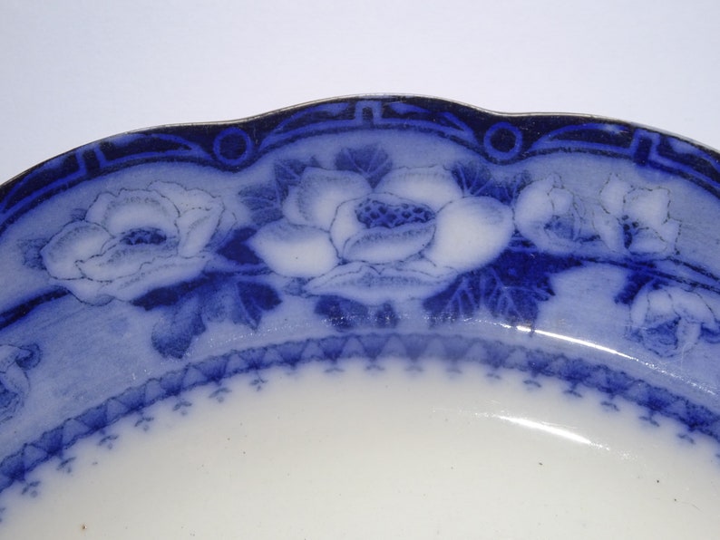 Small Crack Antique Khan Bisto Stonier England Flow Blue Plate 10 12Plaate