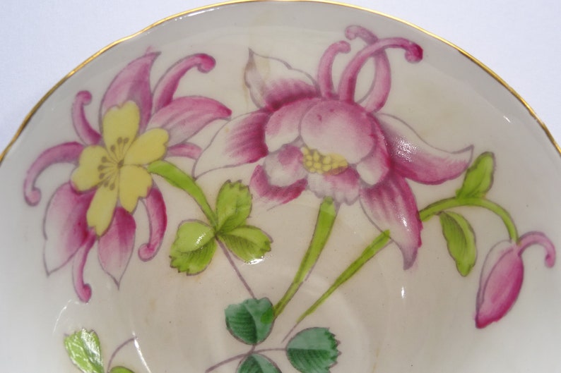 PHENOMENAL Columbine Flowers Tea Cup and Saucer by Tuscan England