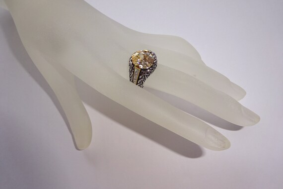 Silver Plated Swarovski Canary Yellow Crystal Des… - image 3