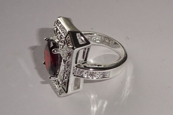 Sterling Silver Ruby Ring With Cubic Zirconias - … - image 6