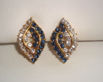 Pendientes vintage de zafiro y diamantes de imitación