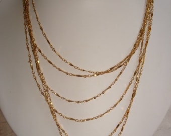 Multi Chain Gold Tone Necklace