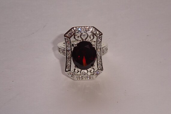 Sterling Silver Ruby Ring With Cubic Zirconias - … - image 4