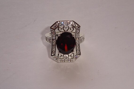 Sterling Silver Genuine Ruby Ring With Cubic Zirc… - image 4