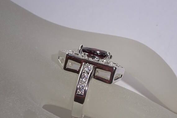 Sterling Silver Ruby Ring With Cubic Zirconias - … - image 2