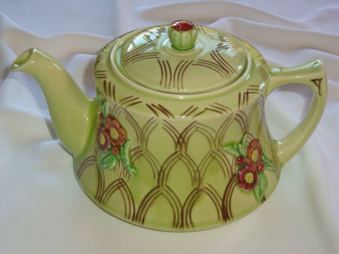 Vintage Green Floral Musical Teapot 'tea for Two' Etsy