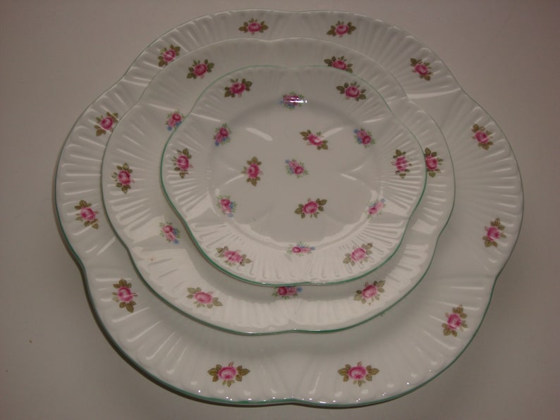 Shelley England Dainty Shape Rosebud 3-Piece Place Setting AND Separately Pattern 13426