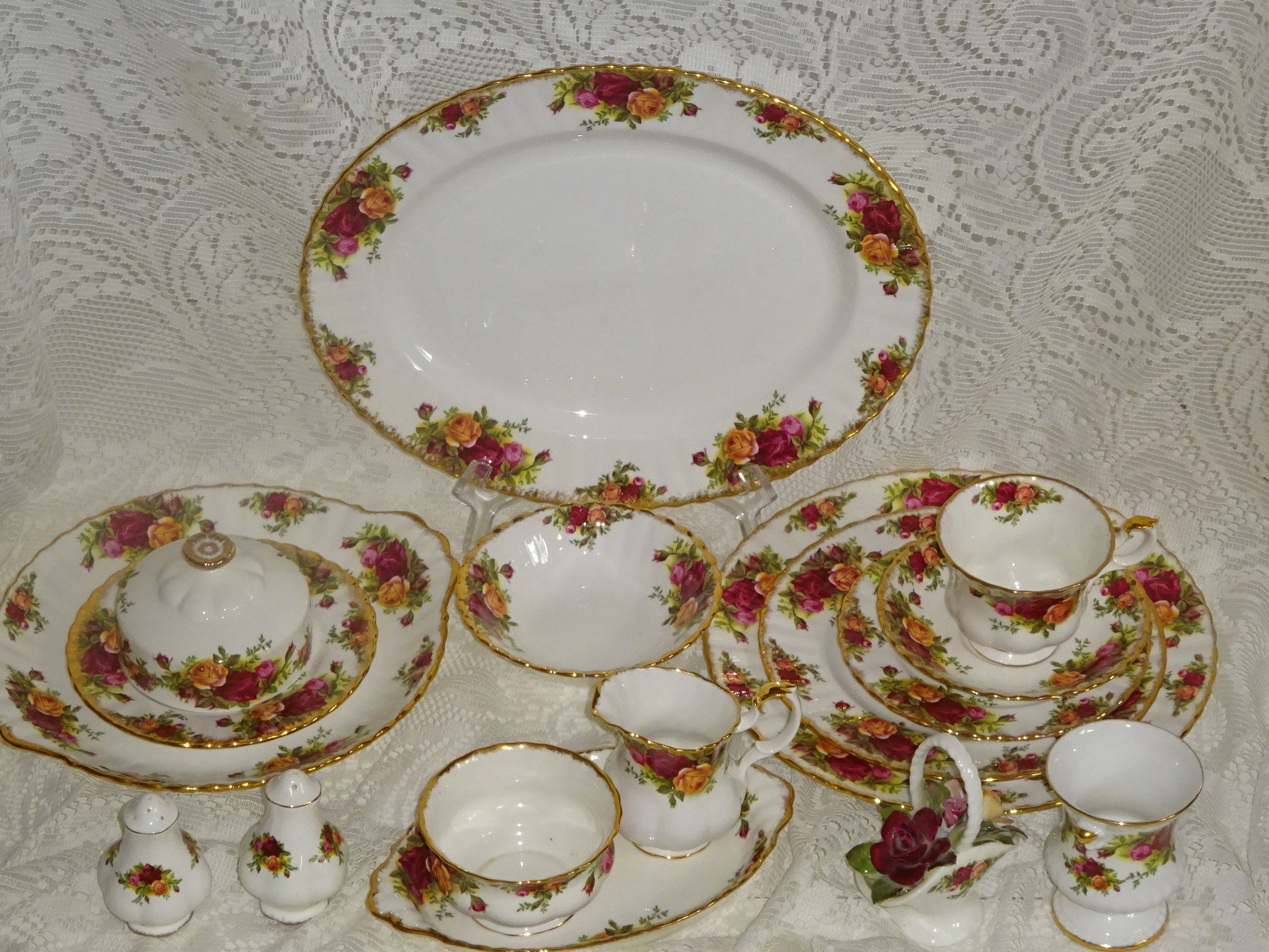 Large Selection of Royal Albert England Old Country Roses Bone