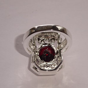 Sterling Silver Lab Created Ruby Ring With Cubic Zirconias Size 6 image 5
