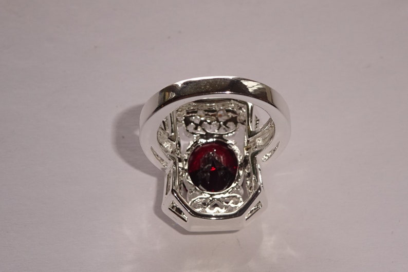 Sterling Silver Lab Created Ruby Ring With Cubic Zirconias Size 6 image 5