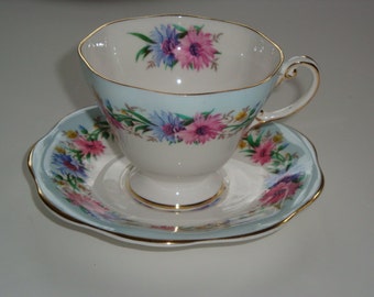 E.B. (E. Brain & Co) Foley CORNFLOWER Tea Cup and Saucer + Orphan Saucers