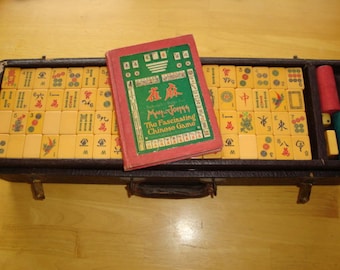 Rare Vintage MAH-JONGG Bakelite Tile Game Set w/ Betting Sticks