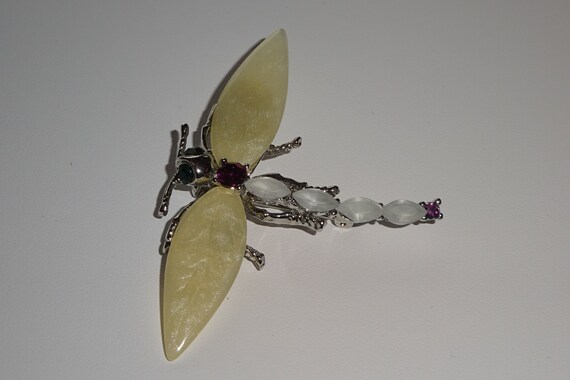 SUPER Lovely Lucite And Amethyst Dragonfly Brooch - image 3