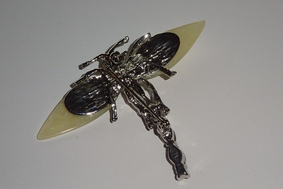 SUPER Lovely Lucite And Amethyst Dragonfly Brooch - image 5