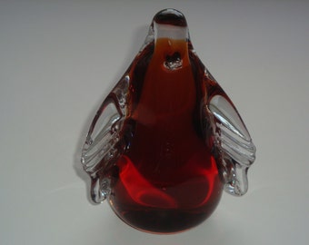 Large Wedgwood Amber Glass Penguin Paperweight