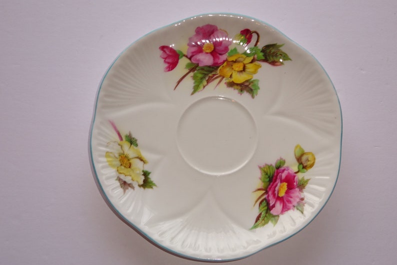 Selection of 3 Orphan Saucers by Shelley Begonia 2 - Unknown White Pattern