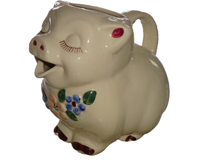 Smiley Pitcher Vintage Shawnee 'smiley' Pig Pitcher 1940s - Patented Smiley USA - Etsy
