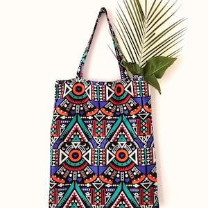Ethnic bag, african wax, tote bag, shopping bag, geometric pattern, storage pouch, university bag, african accessory, university bag, school